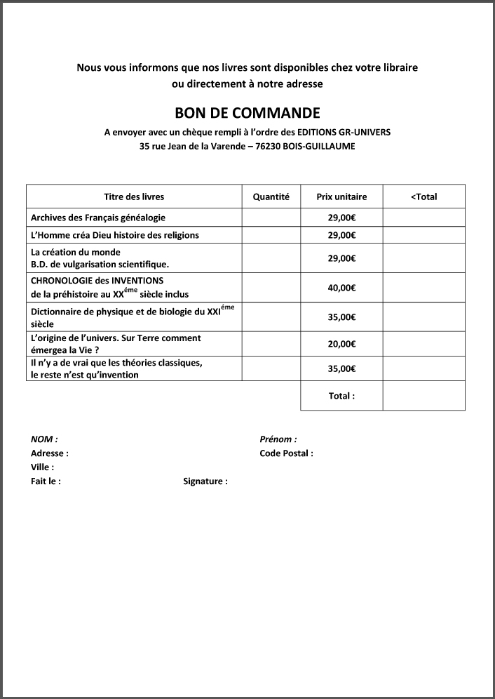 comment remplir bon de commande